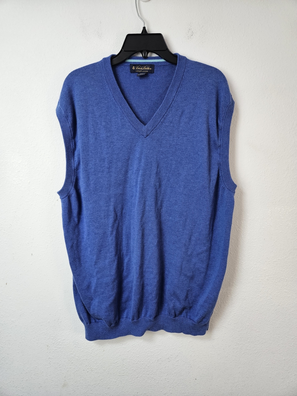 Brooks Brothers Men’s Supima Cotton V-Neck Sweater Vest in Blue Size XXL